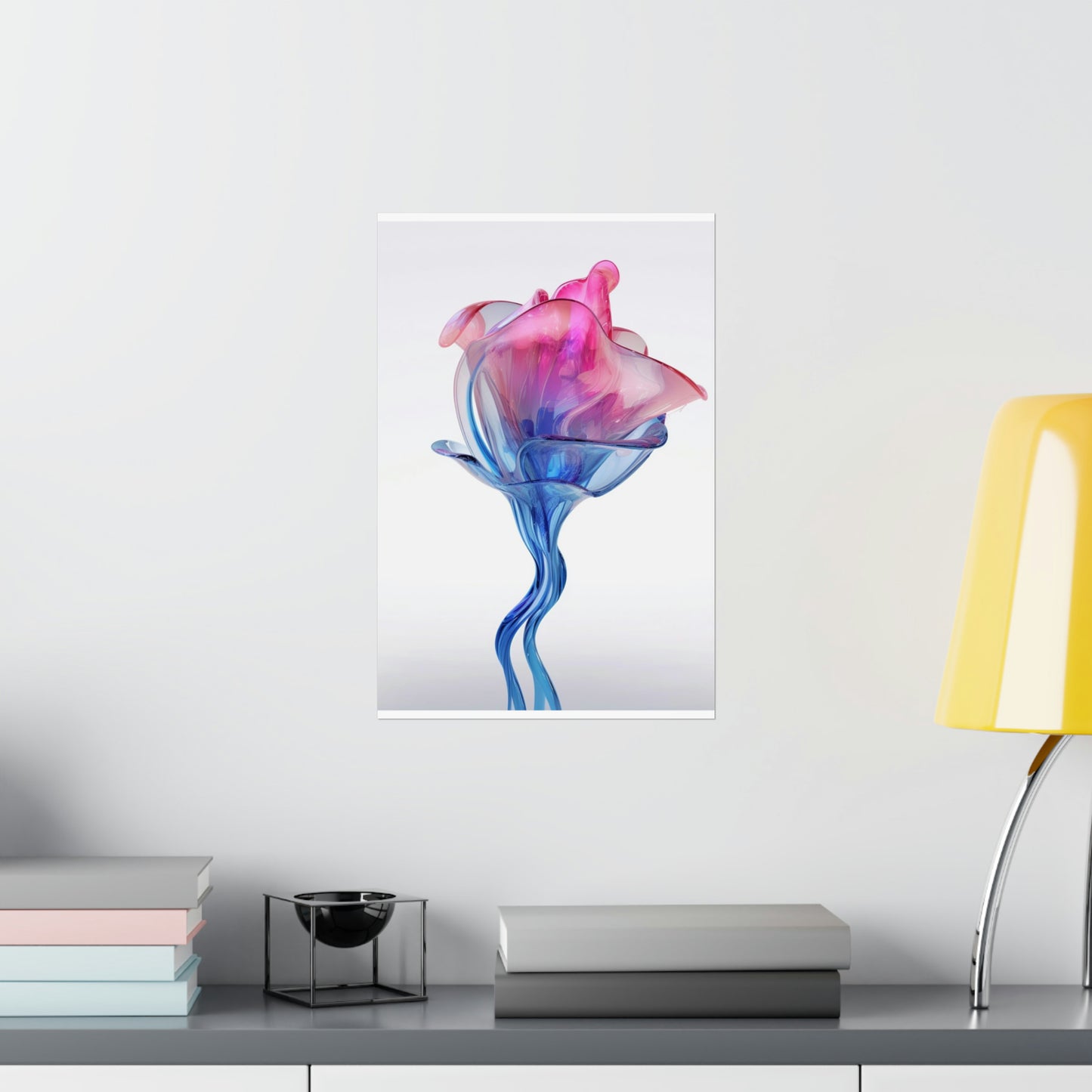 Premium Matte Vertical Posters Pink & Blue Tulip Rose 4