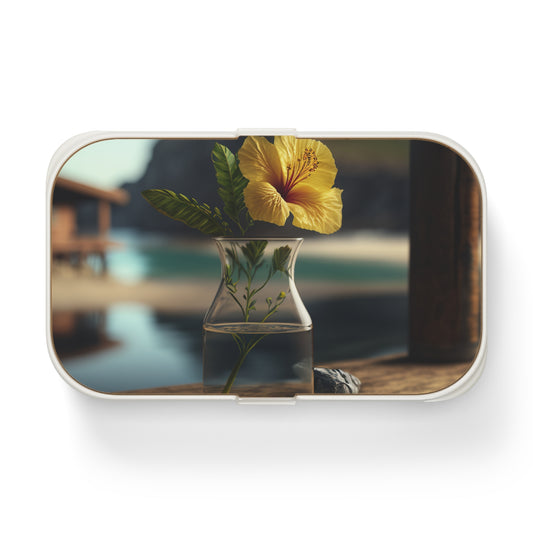 Bento Lunch Box Yellow Hibiscus Wood 4