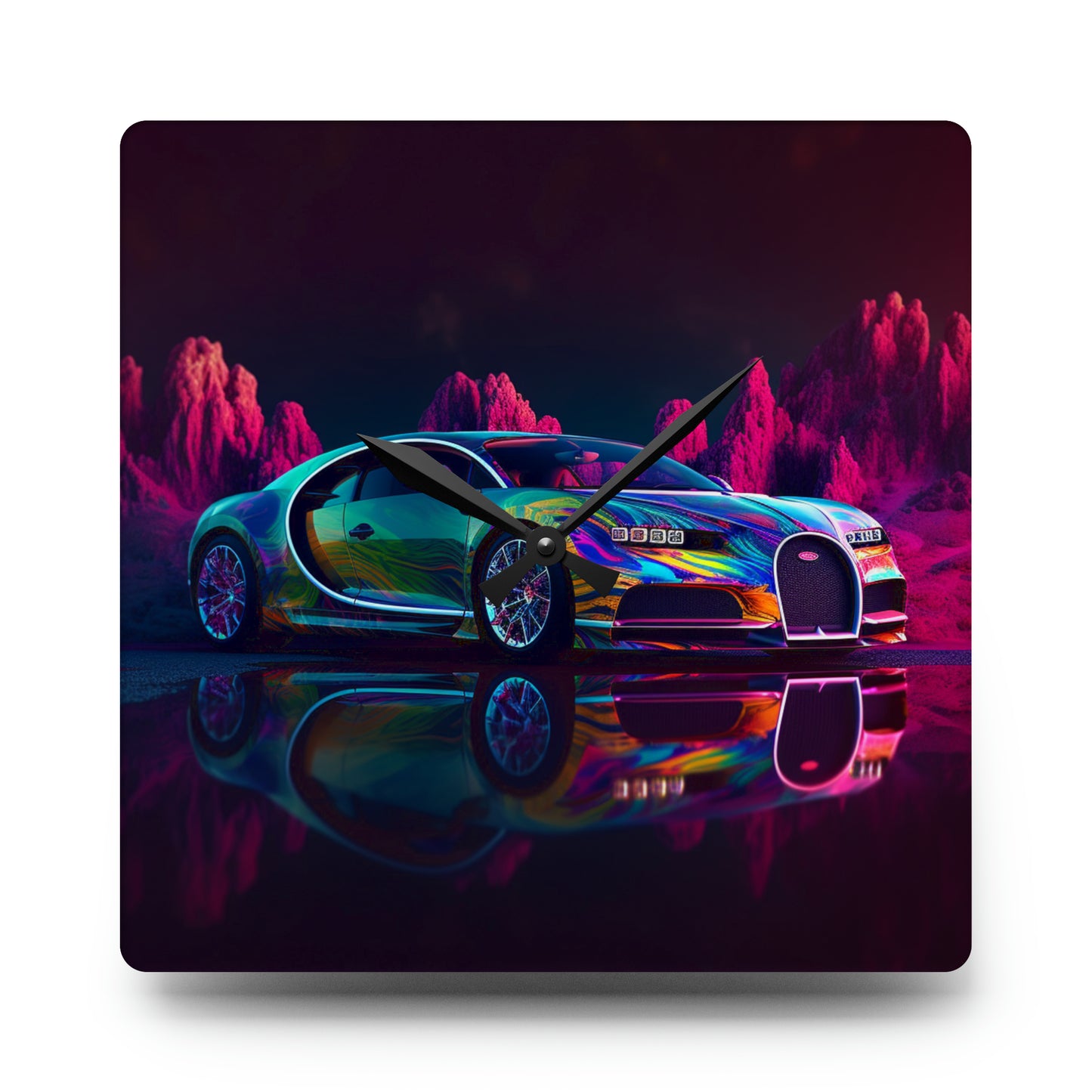 Acrylic Wall Clock Florescent Bugatti Flair 2