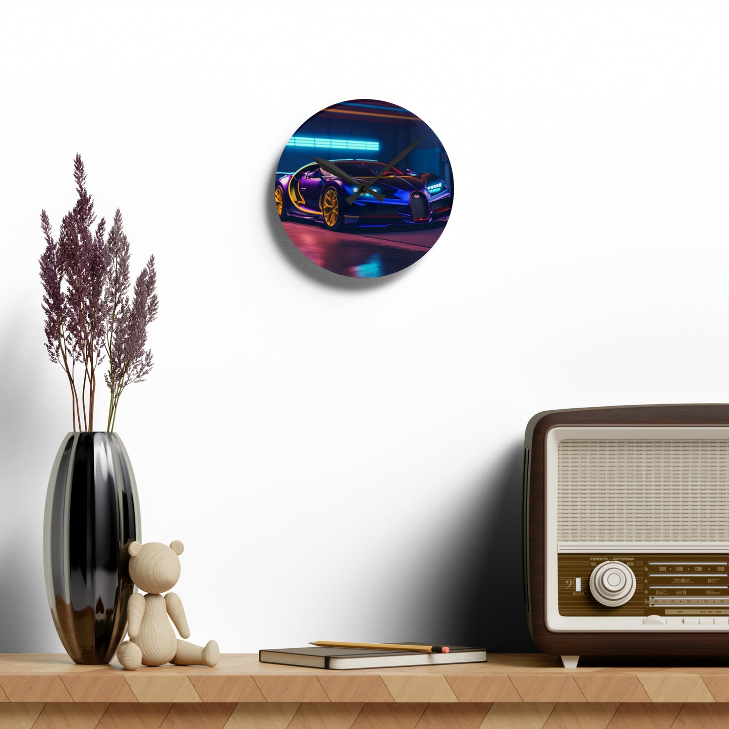 Acrylic Wall Clock Hyper Bugatti Neon Chiron 4
