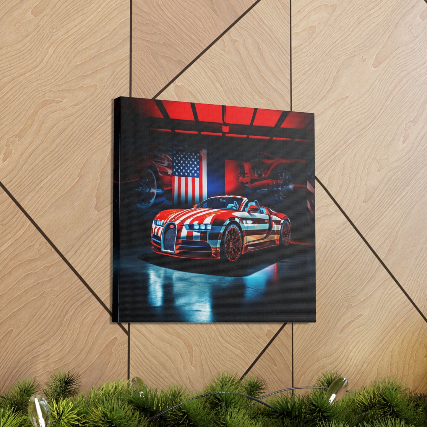 Canvas Gallery Wraps Macro Bugatti American Flag 2