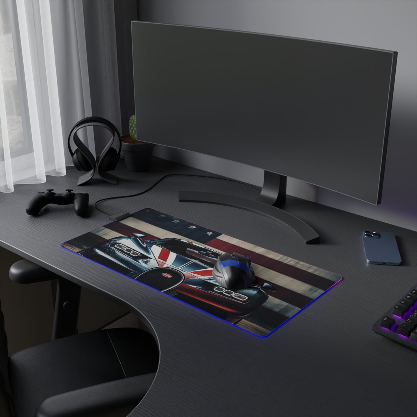 LED Gaming Mouse Pad Bugatti Flag 2