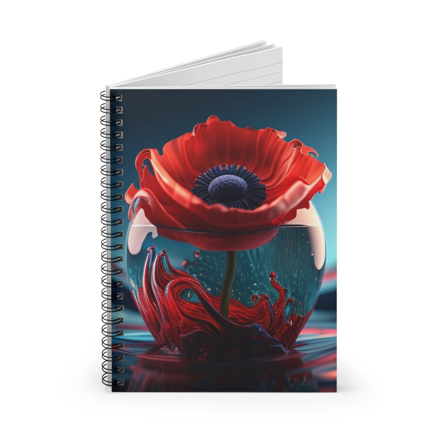 Spiral Notebook - Ruled Line Red Anemone in a Vase 2