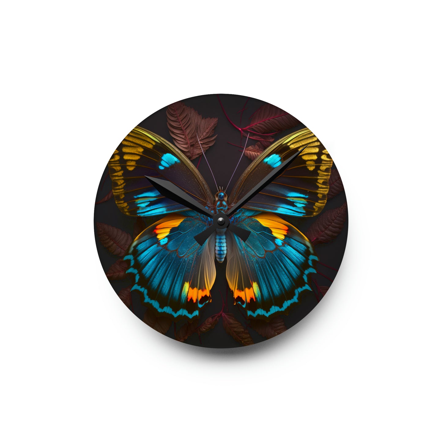 Acrylic Wall Clock Neon Butterfly Flair 1