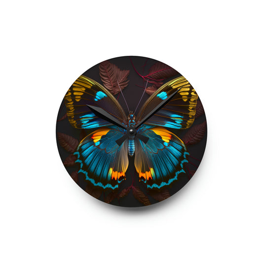 Acrylic Wall Clock Neon Butterfly Flair 1