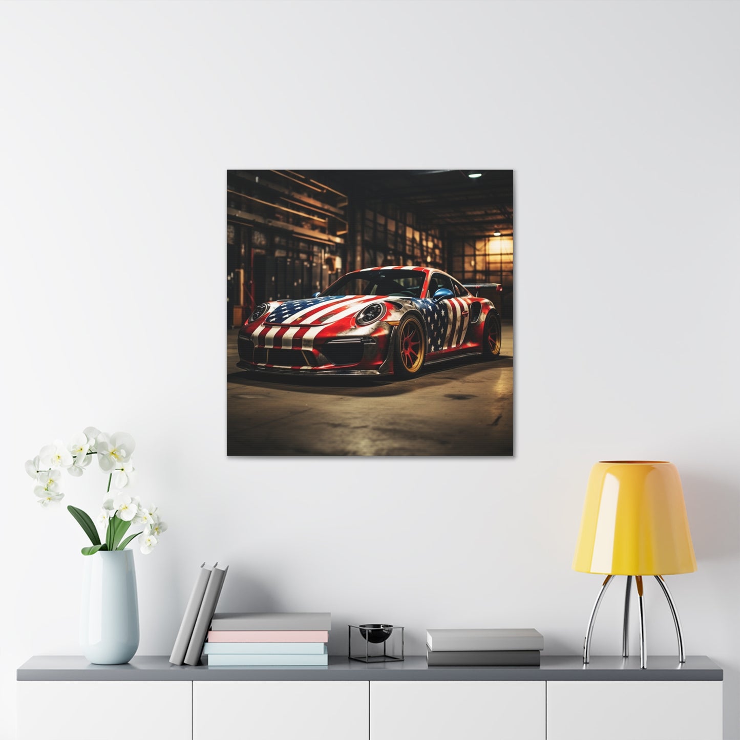 Canvas Gallery Wraps American Flag Porsche 4