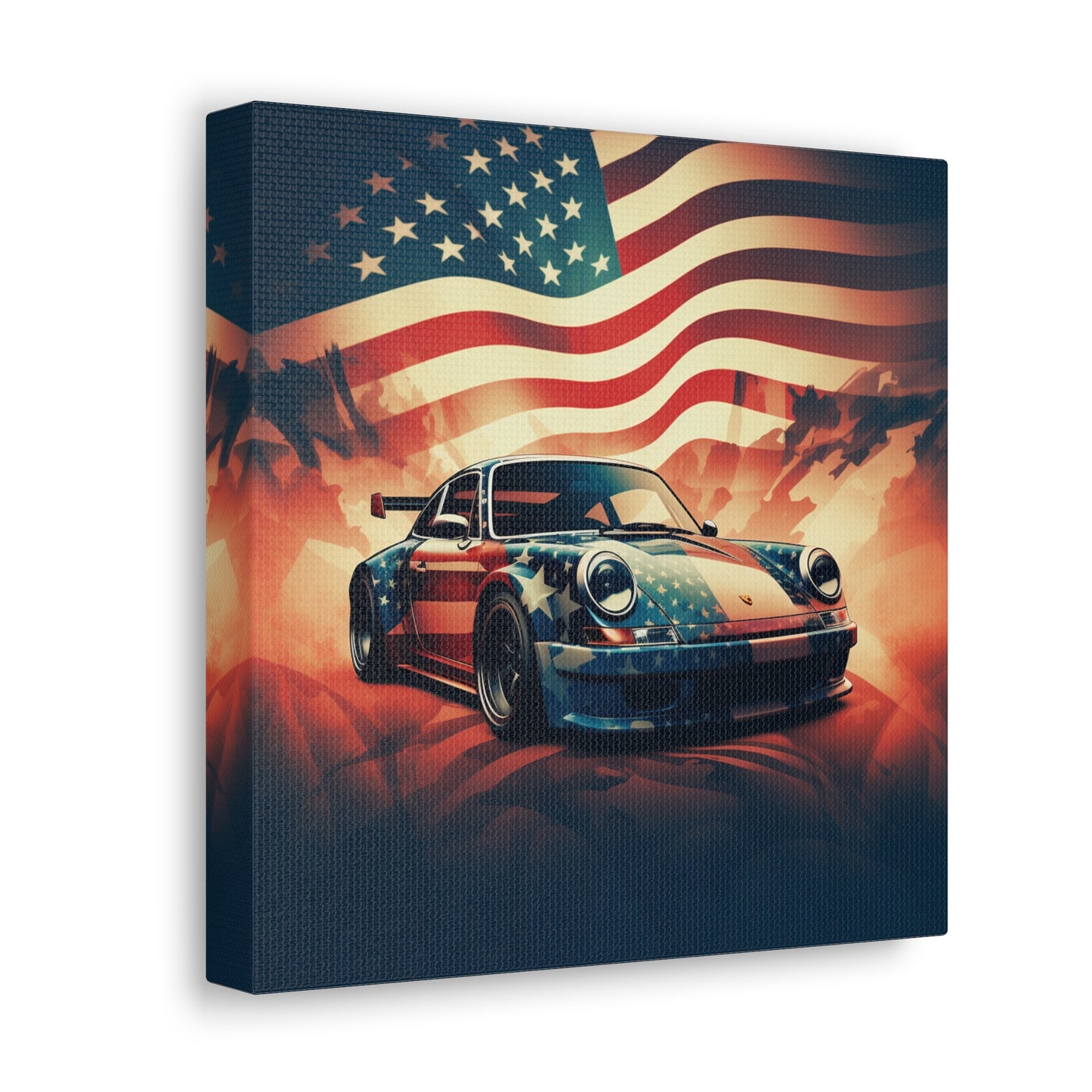 Canvas Gallery Wraps Abstract American Flag Background Porsche 4