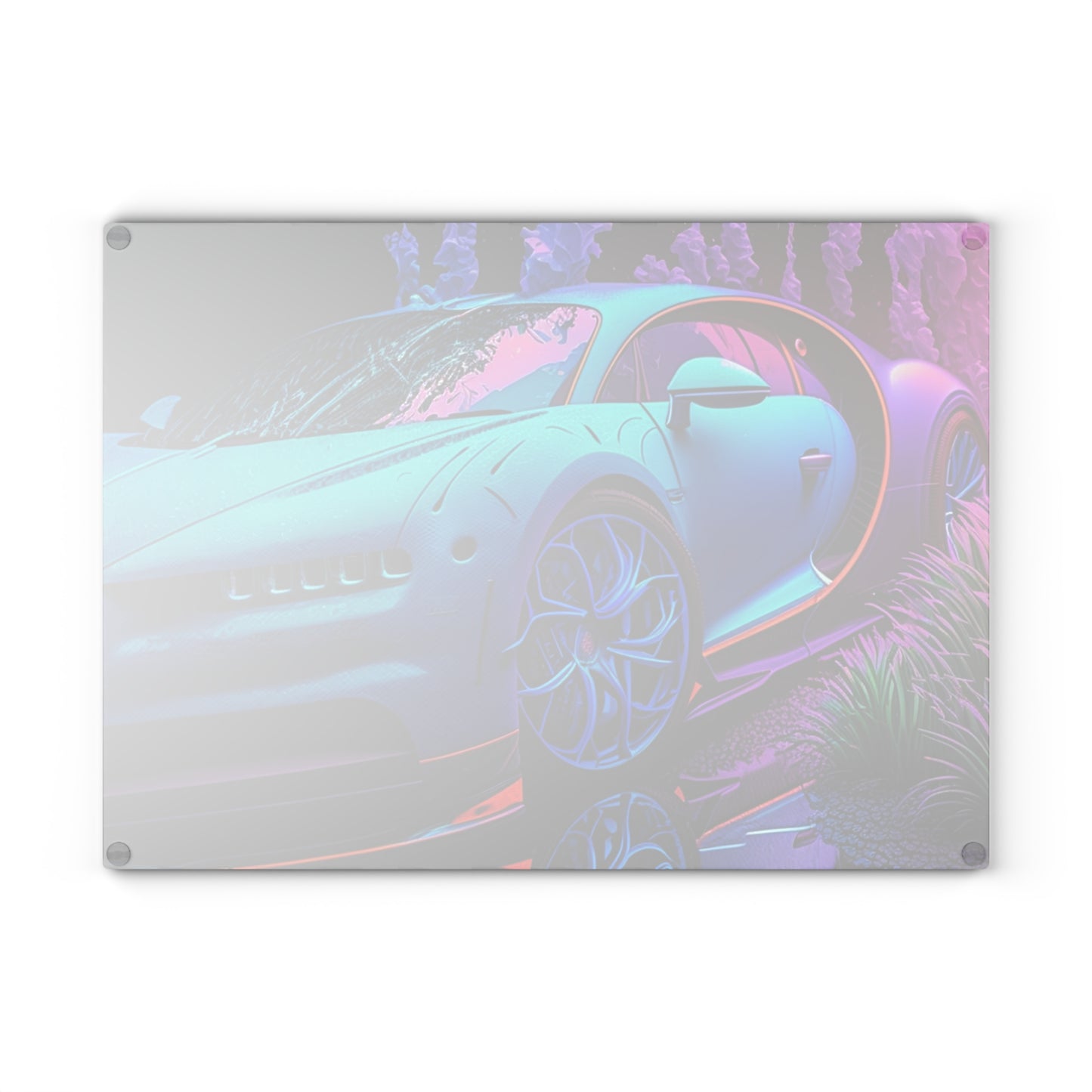 Glass Cutting Board Bugatti Neon Chiron 2