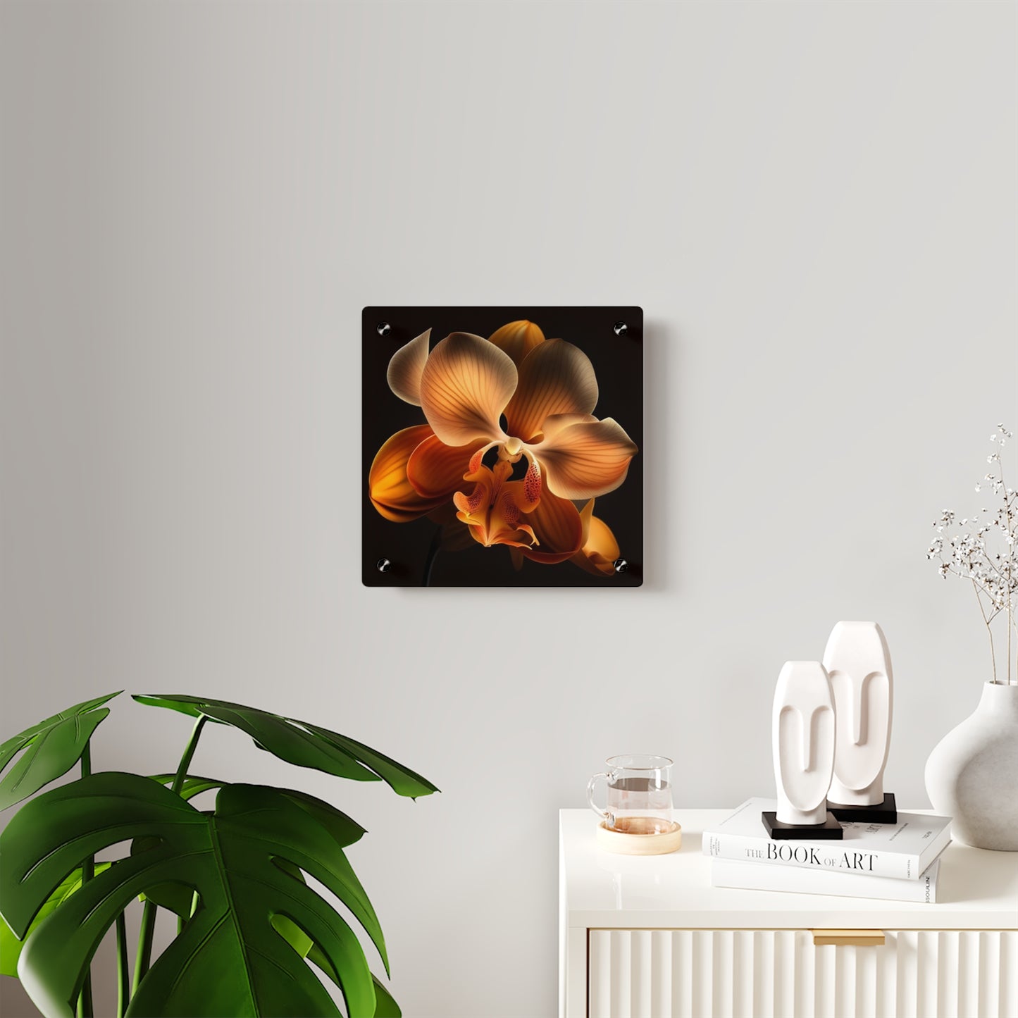 Acrylic Wall Art Panels Orange Orchid 2