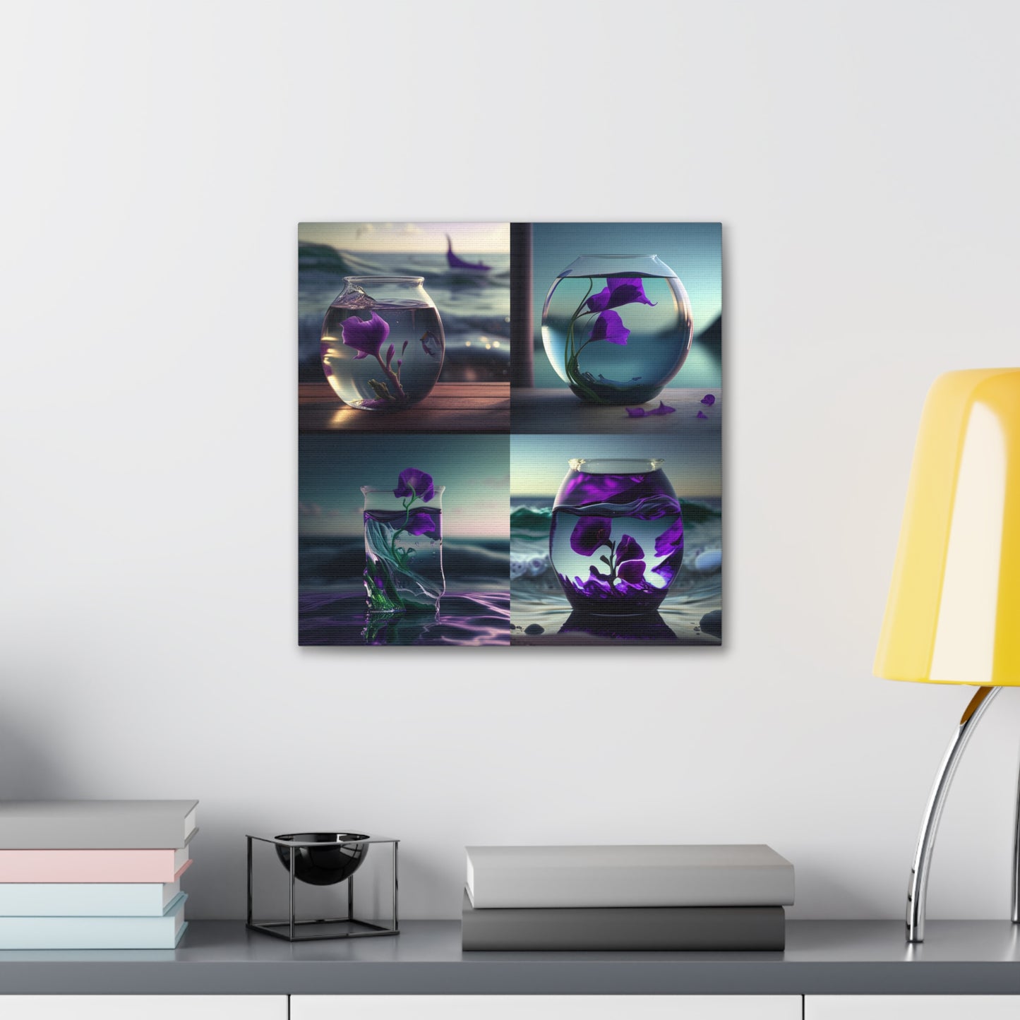 Canvas Gallery Wraps Purple Sweet pea in a vase 5