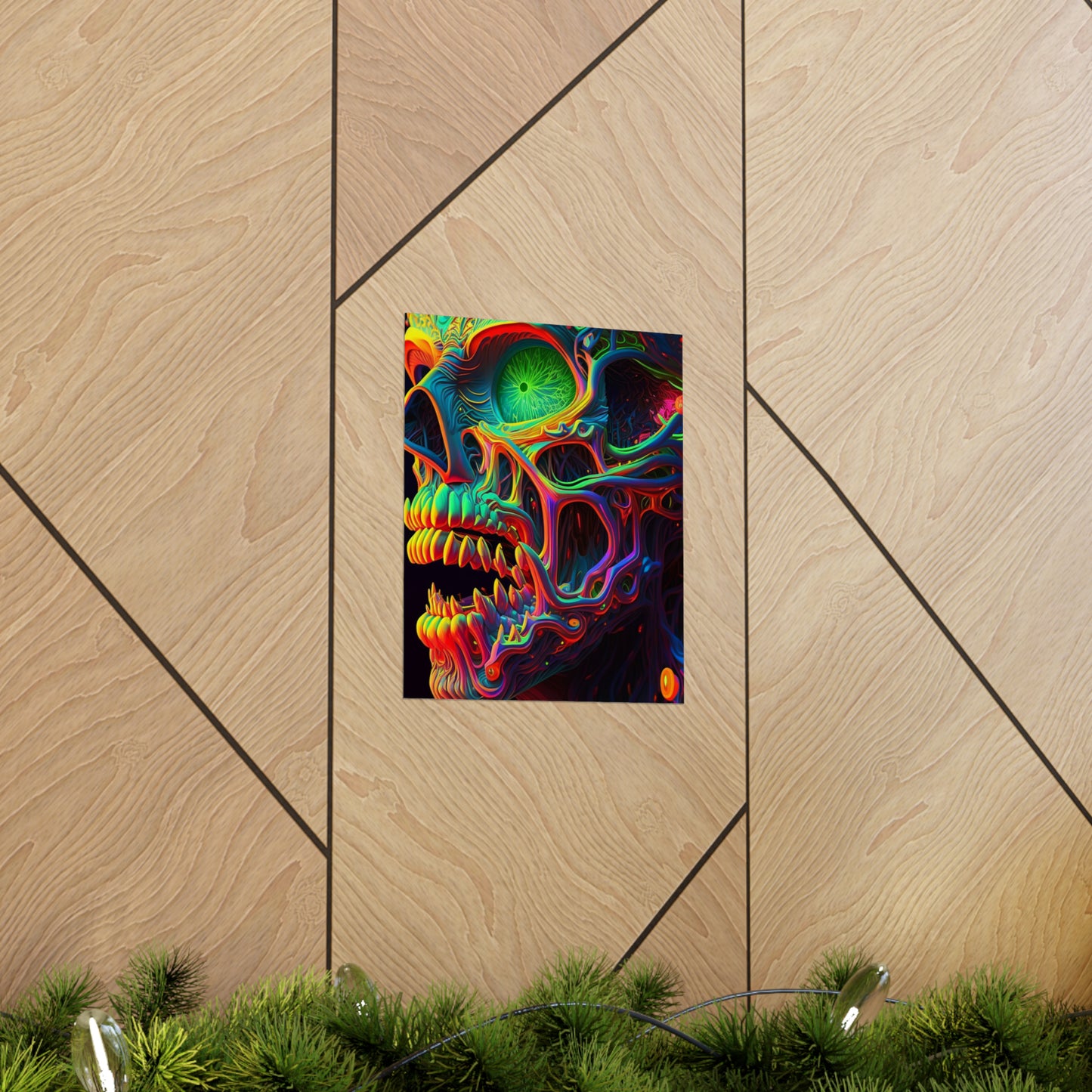 Premium Matte Vertical Posters Florescent Skull Death 1