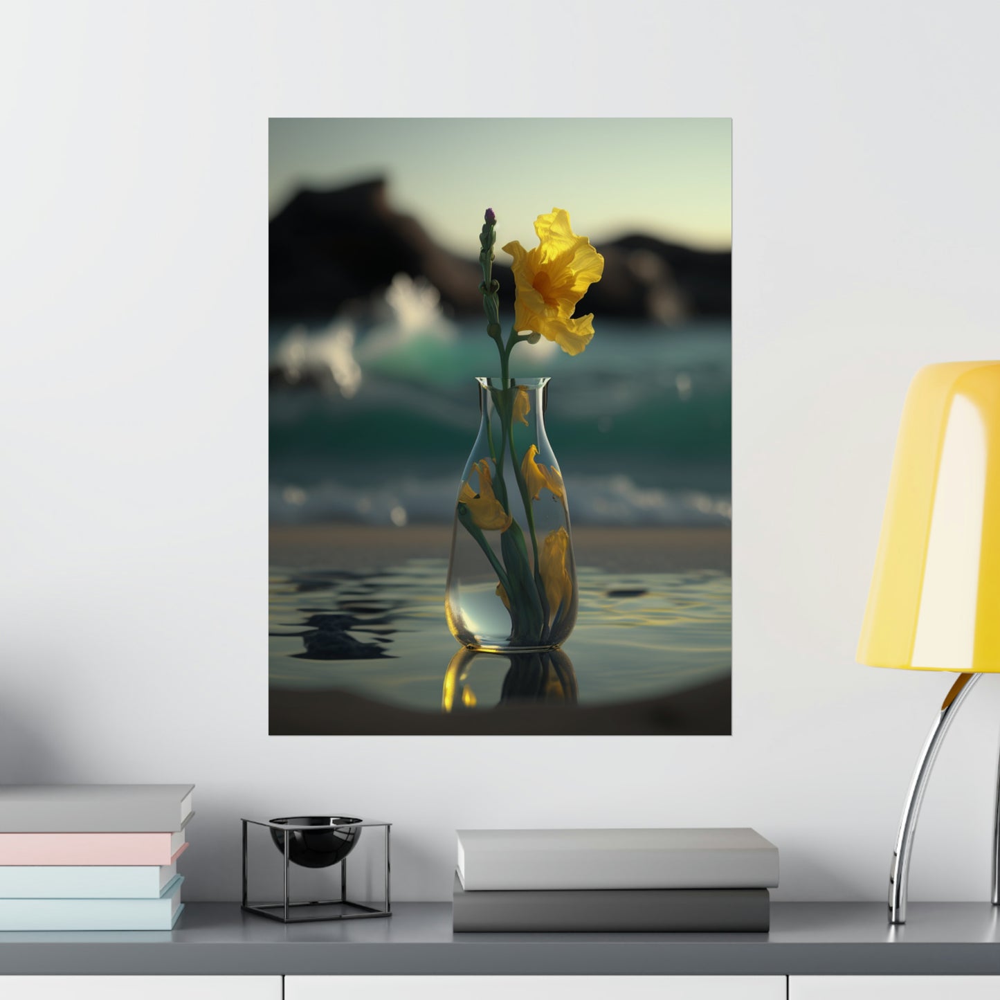 Premium Matte Vertical Posters Yellow Gladiolus glass 2