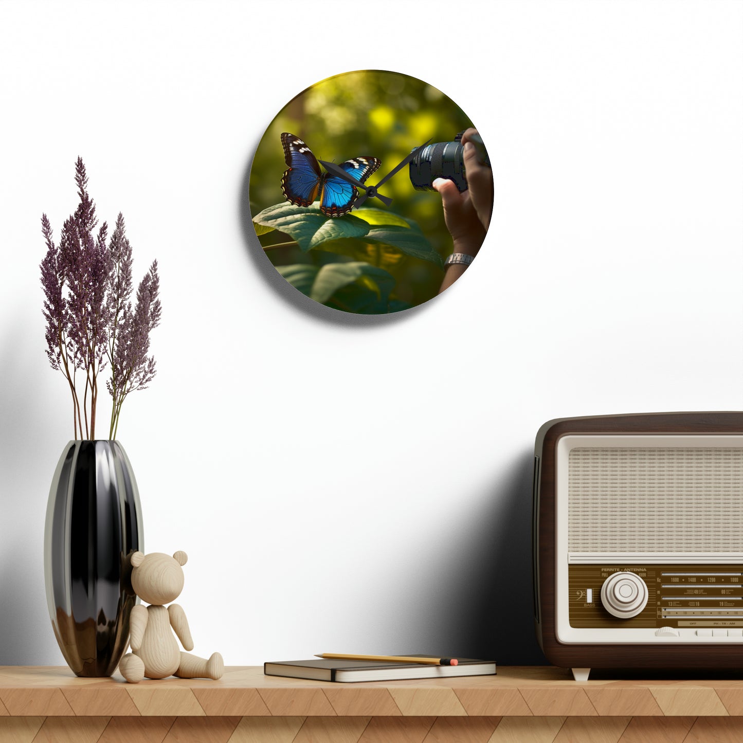 Acrylic Wall Clock Jungle Butterfly 3