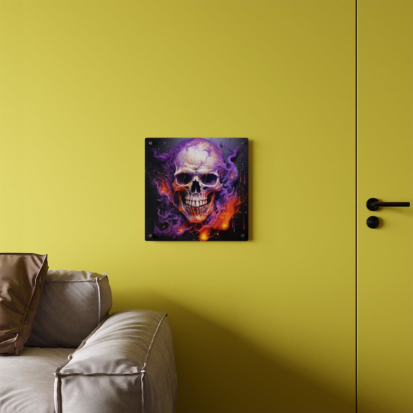 Acrylic Wall Art Panels Skull Flames 2