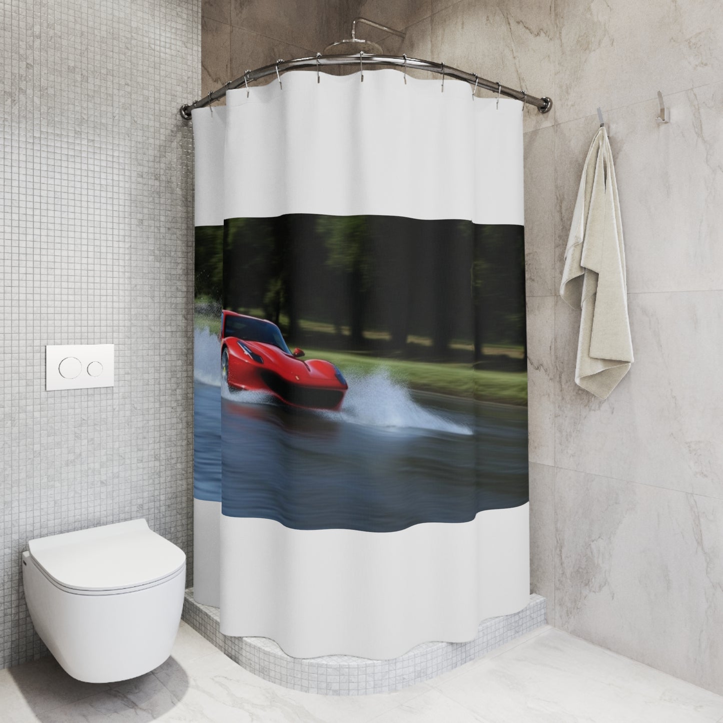 Polyester Shower Curtain Water Ferrari Splash 3