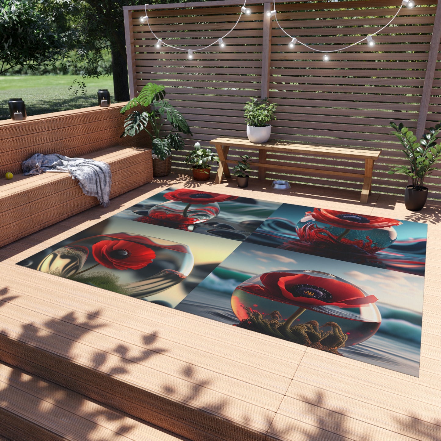 Outdoor Rug  Red Anemone in a Vase 5