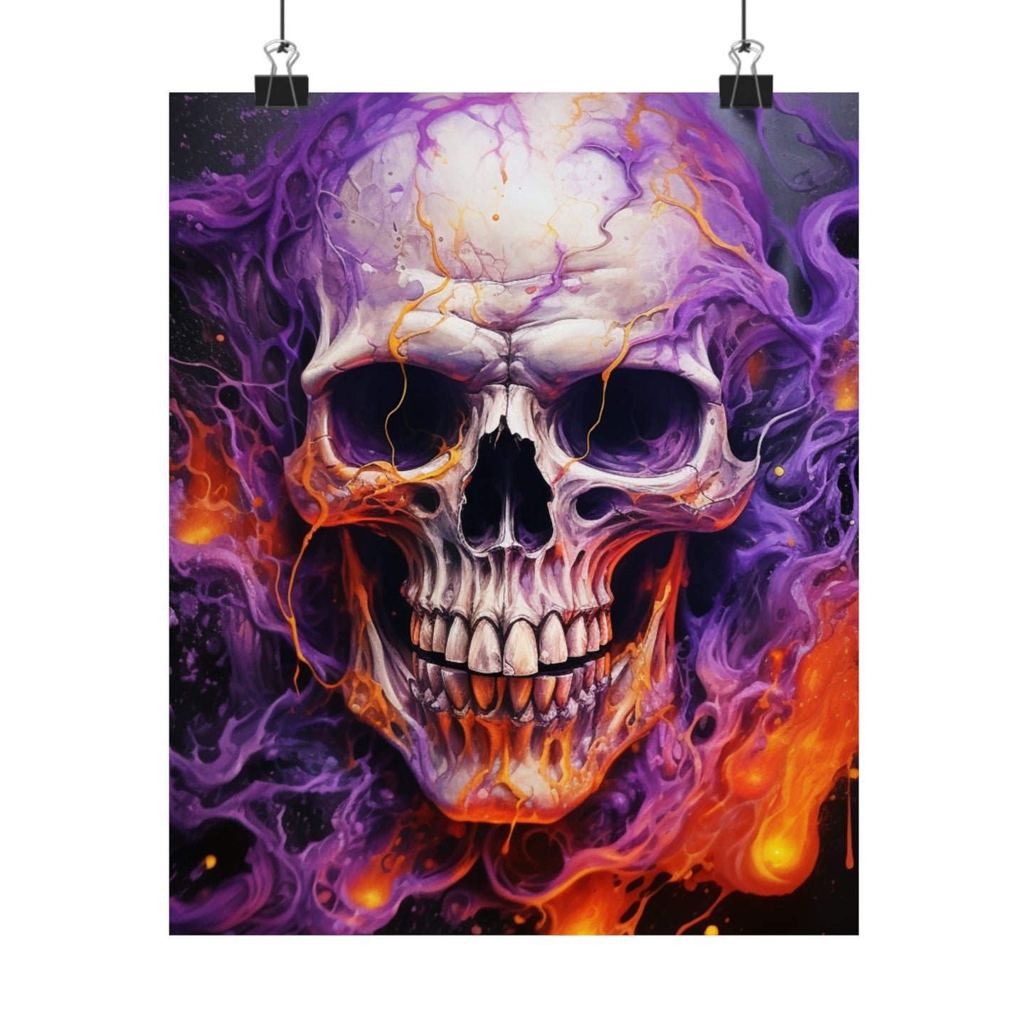 Premium Matte Vertical Posters Skull Flames 2