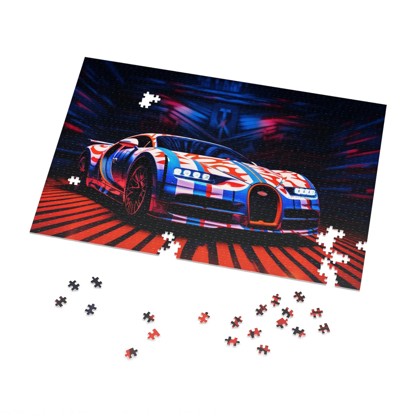 Jigsaw Puzzle (30, 110, 252, 500,1000-Piece) Macro Bugatti American Flag 1