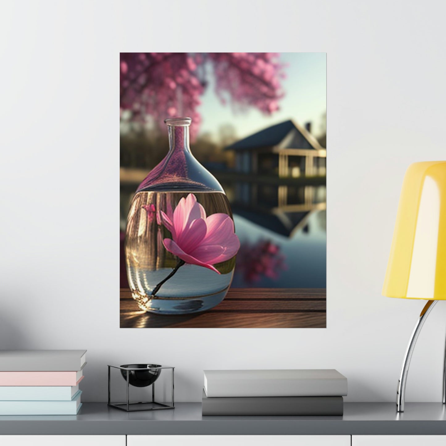 Premium Matte Vertical Posters Magnolia in a Glass vase 2