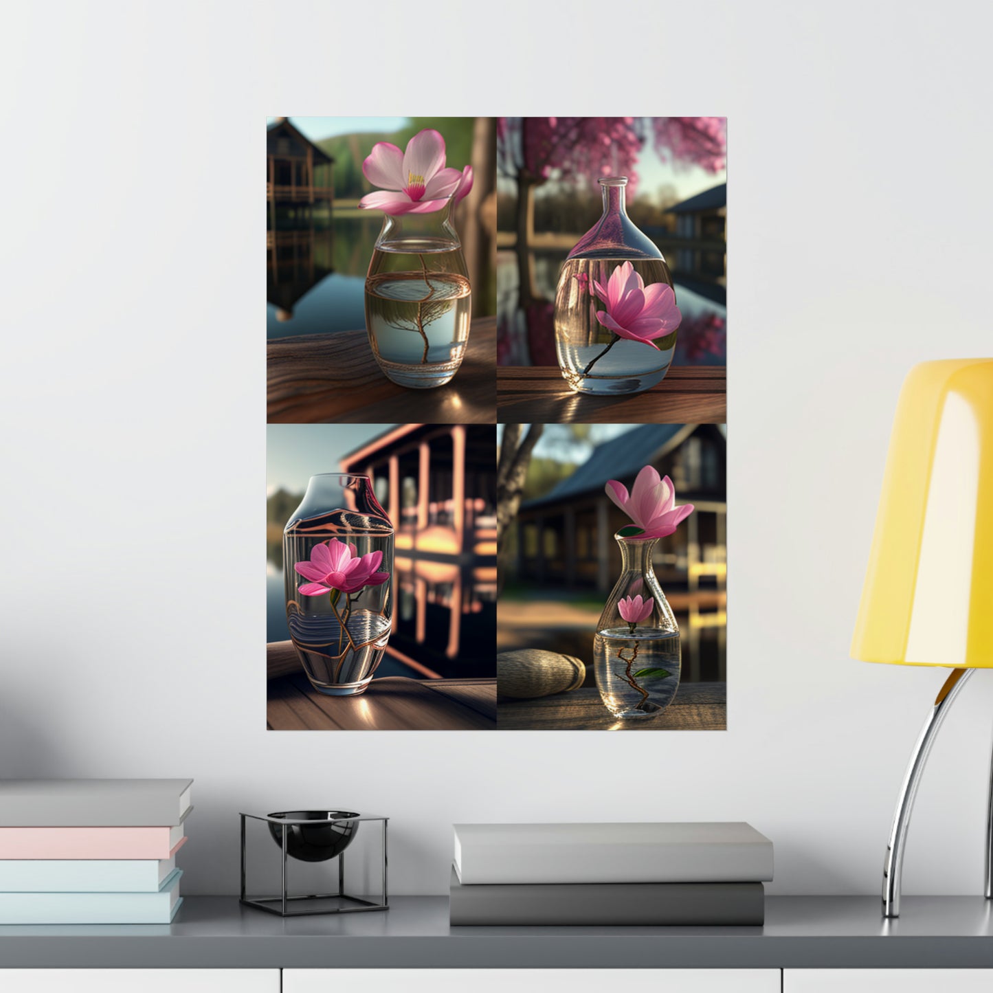 Premium Matte Vertical Posters Magnolia in a Glass vase 5