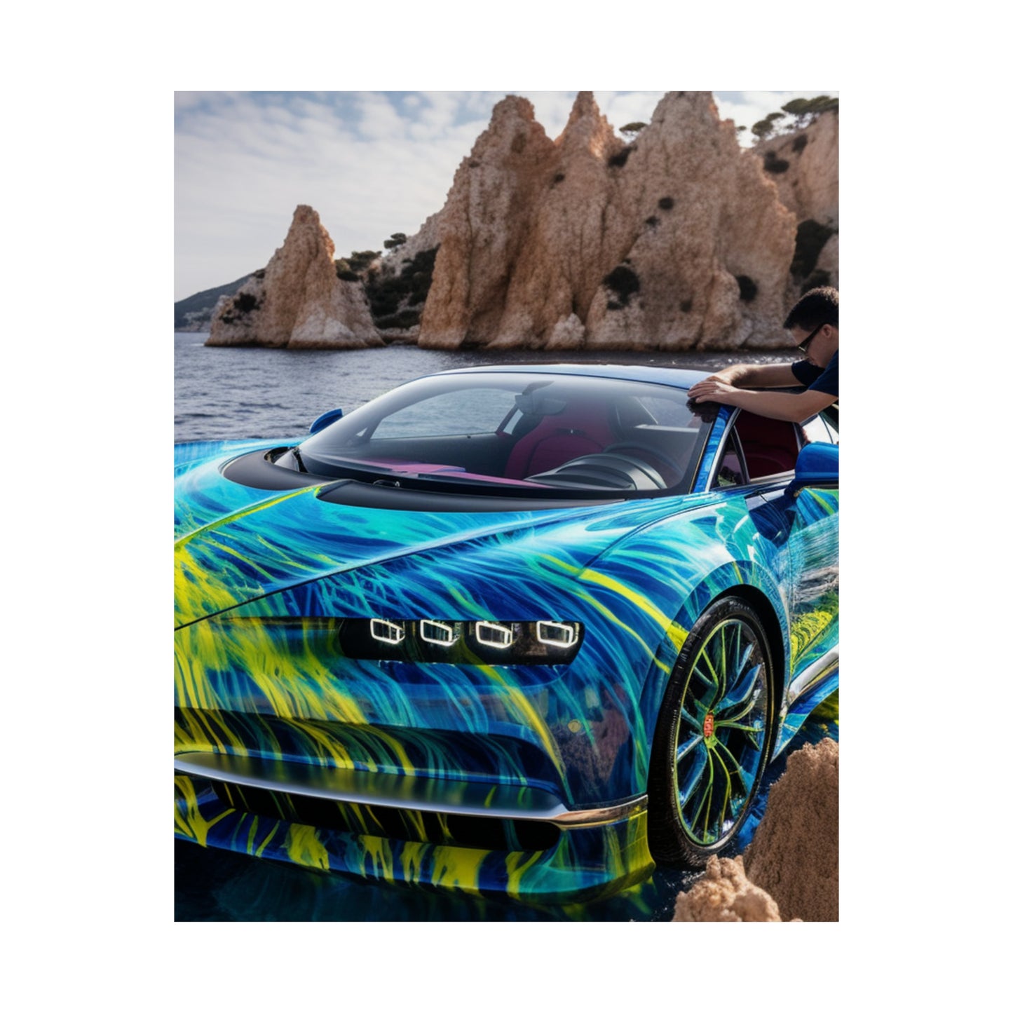 Premium Matte Vertical Posters Bugatti Water 1