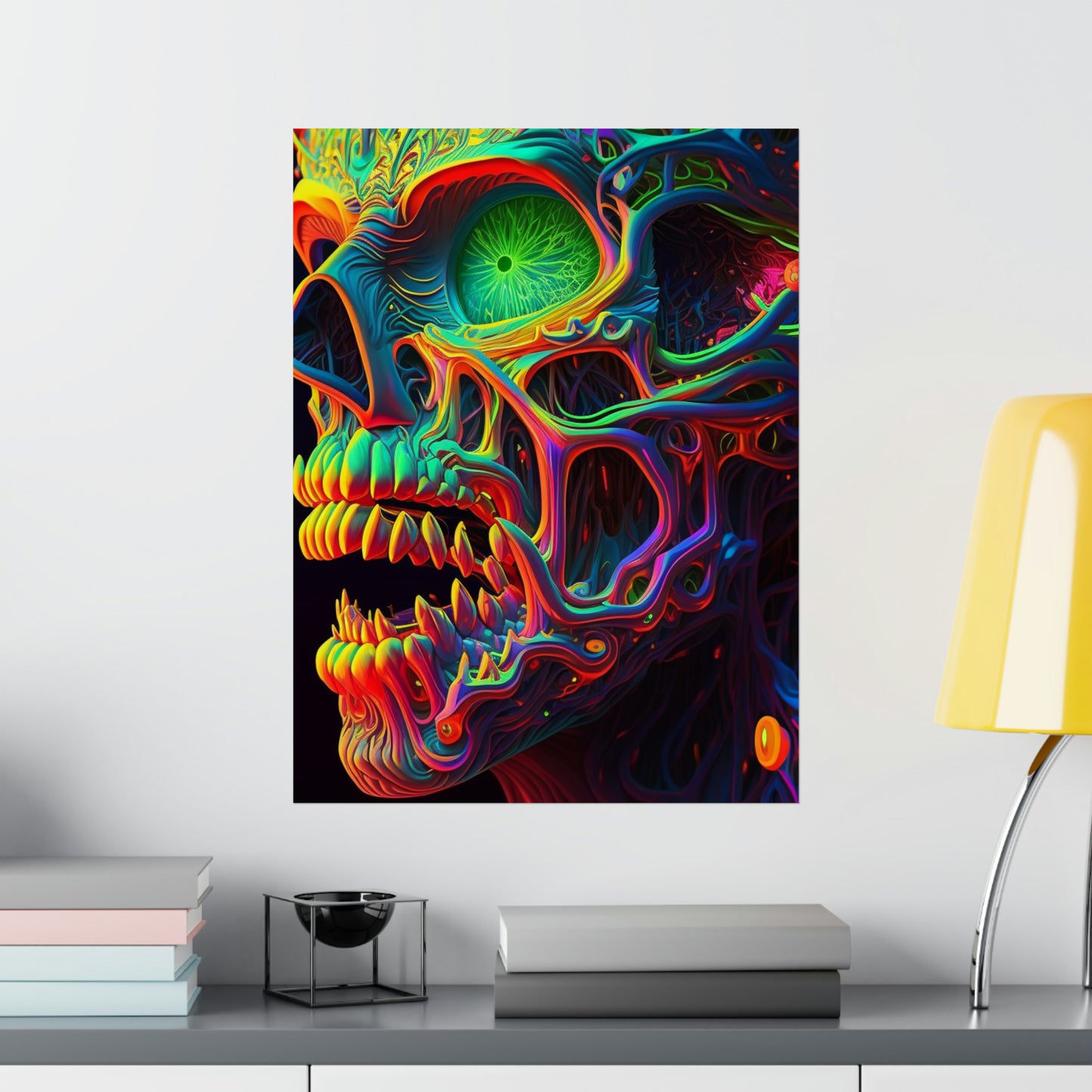 Premium Matte Vertical Posters Florescent Skull Death 1