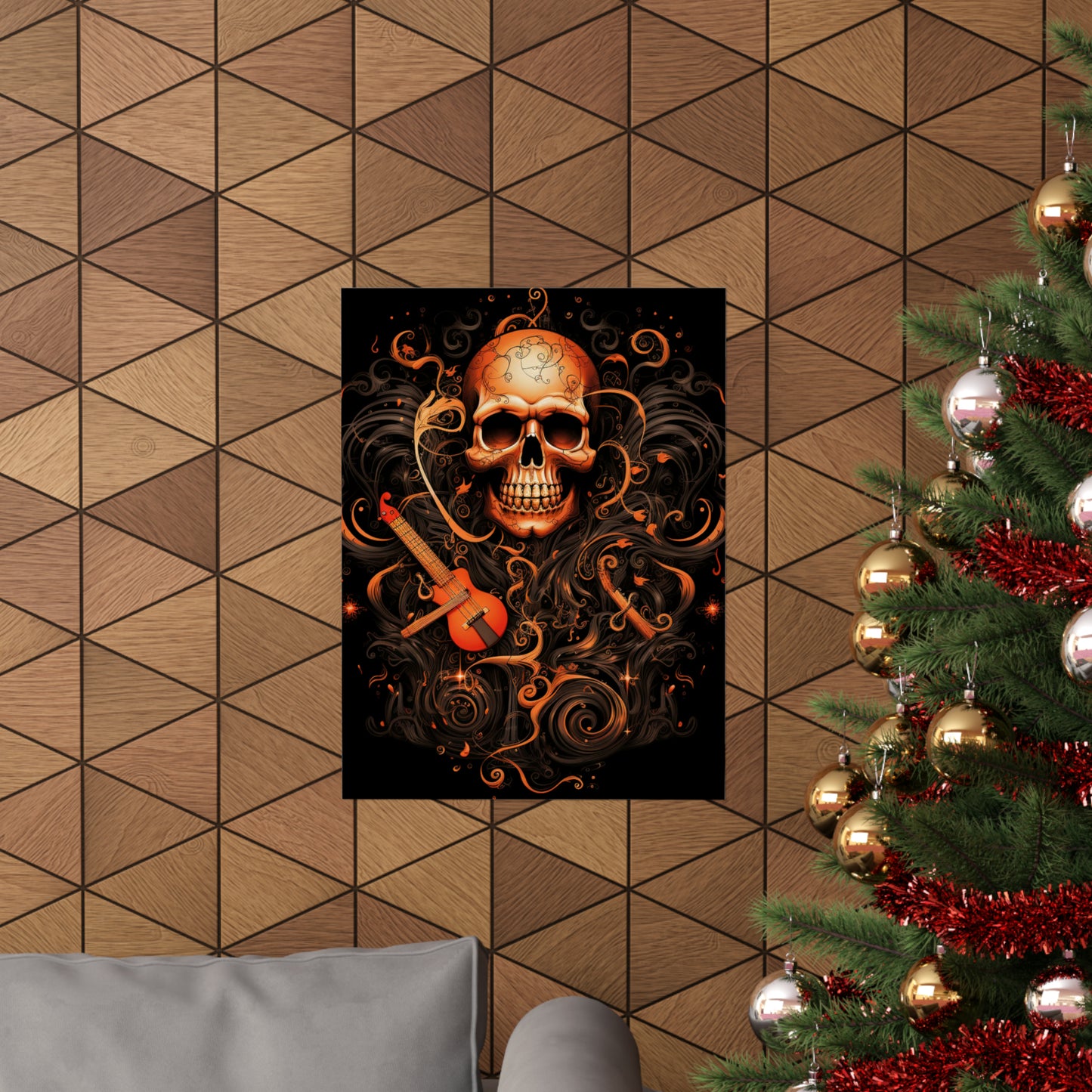 Premium Matte Vertical Posters Skull Treble Clef 4