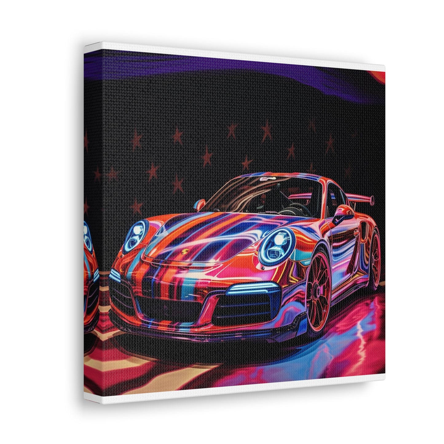 Canvas Gallery Wraps American Flag Colored Porsche 1