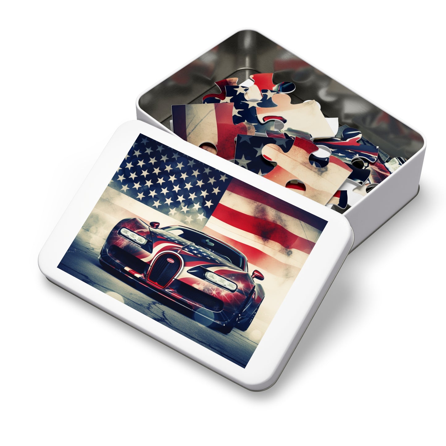 Jigsaw Puzzle (30, 110, 252, 500,1000-Piece) Abstract American Flag Background Bugatti 1