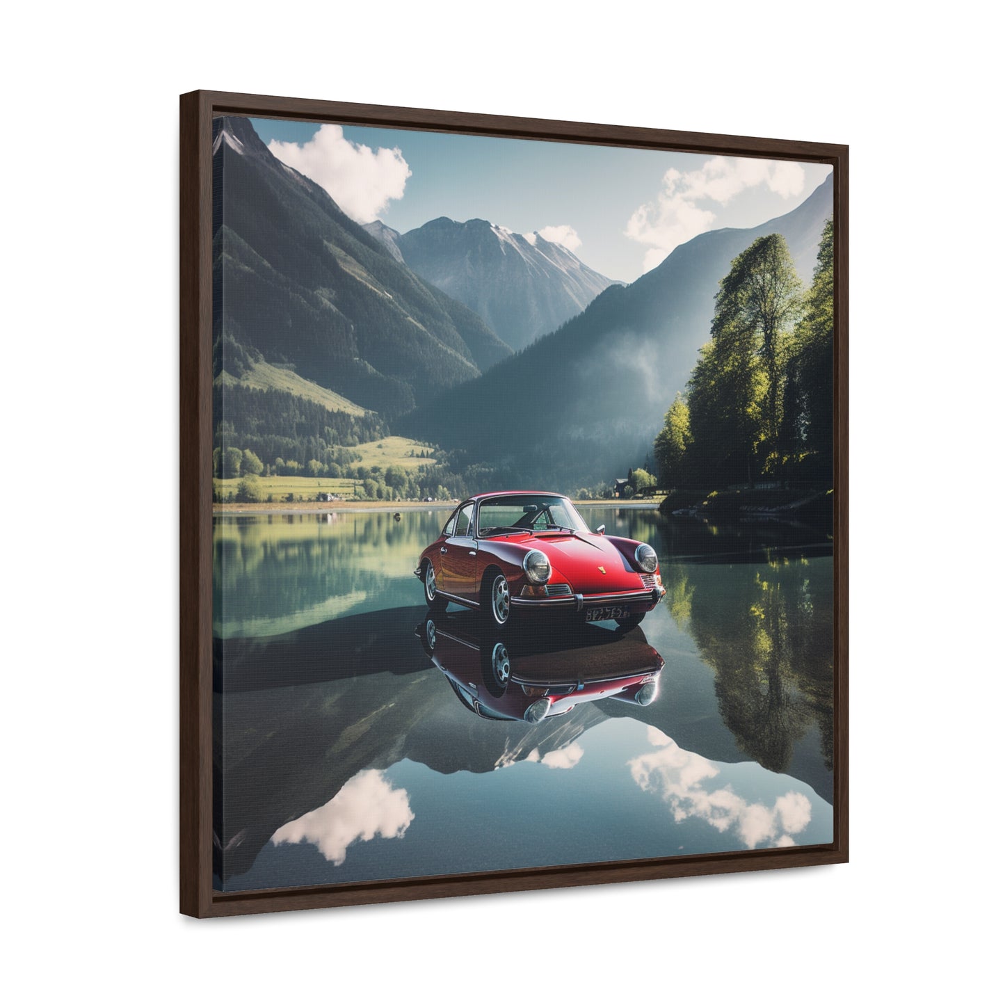 Gallery Canvas Wraps, Square Frame Porsche Lake 3