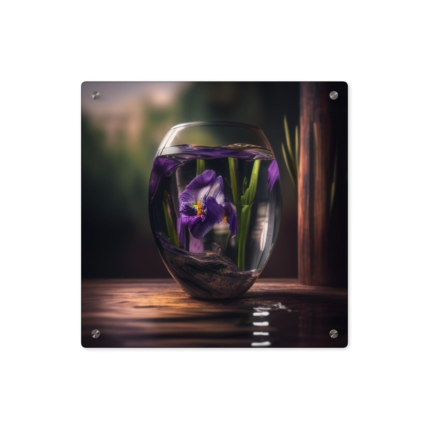 Acrylic Wall Art Panels Purple Iris in a vase 4