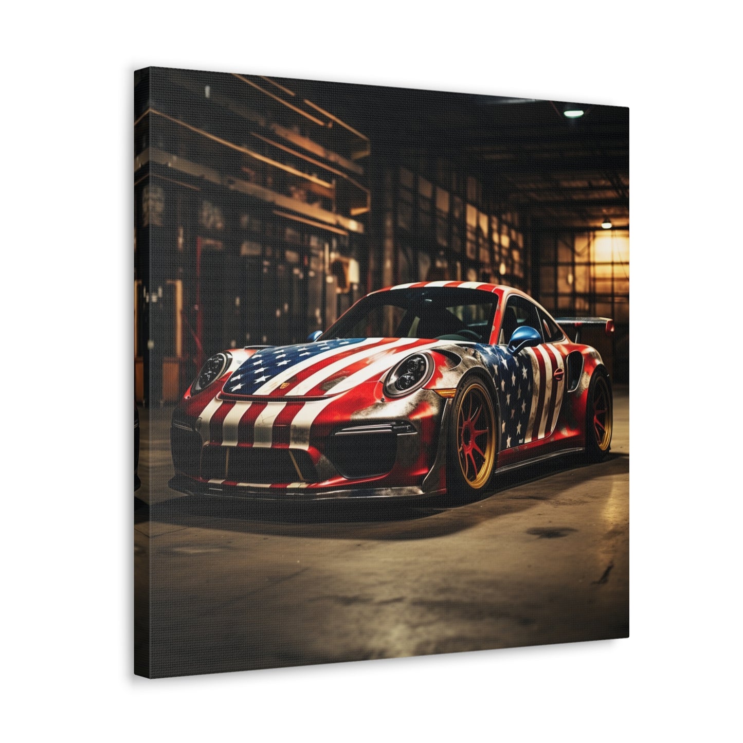 Canvas Gallery Wraps American Flag Porsche 4