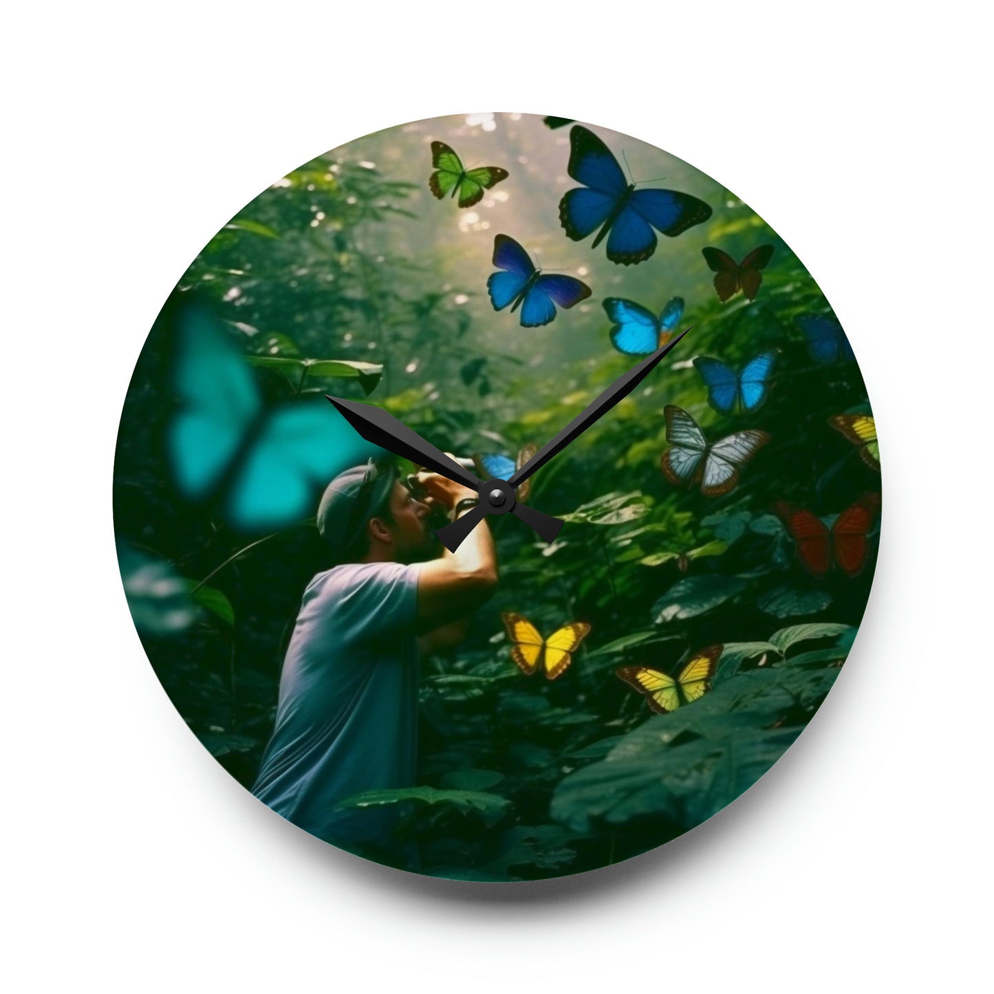 Acrylic Wall Clock Jungle Butterfly 1