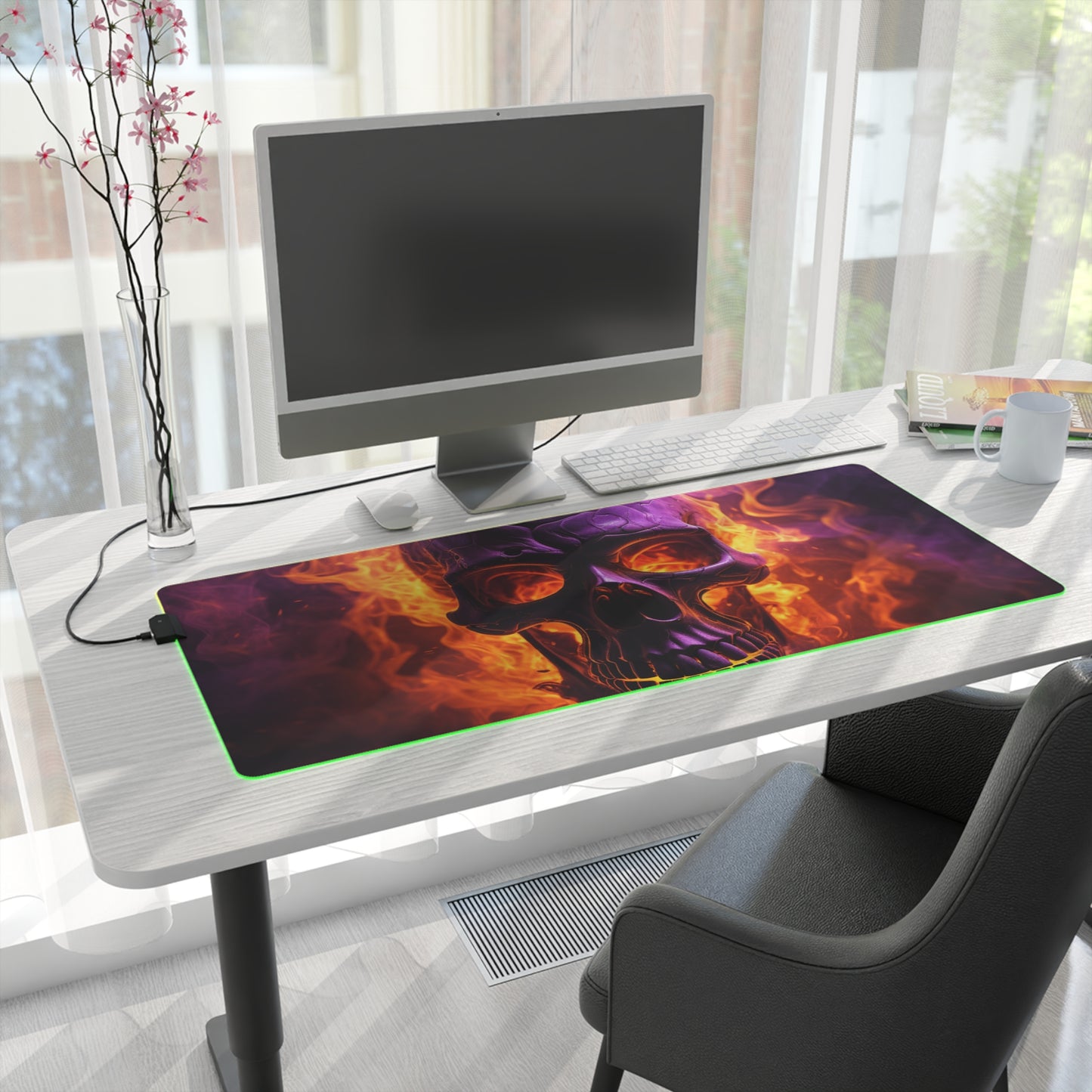 LED Gaming Mouse Pad Skull Flames 3