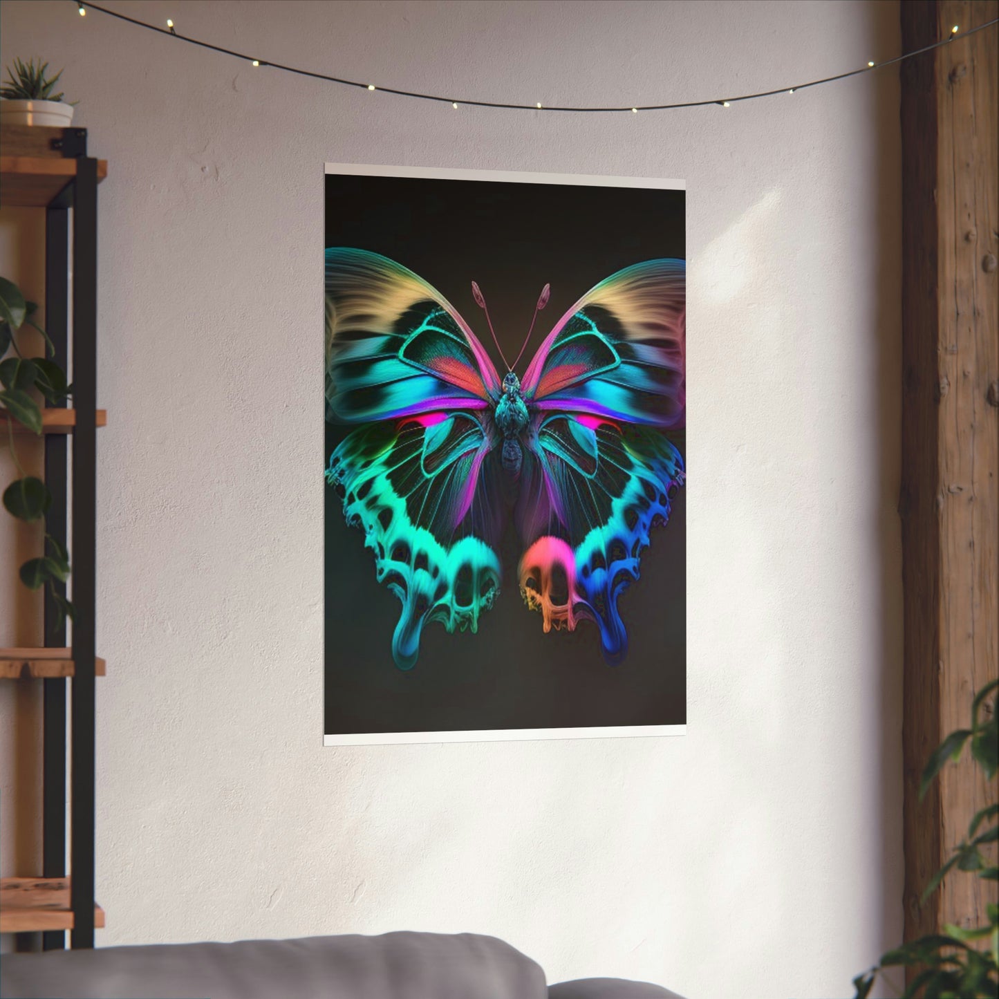 Premium Matte Vertical Posters Neon Butterfly Fusion 2