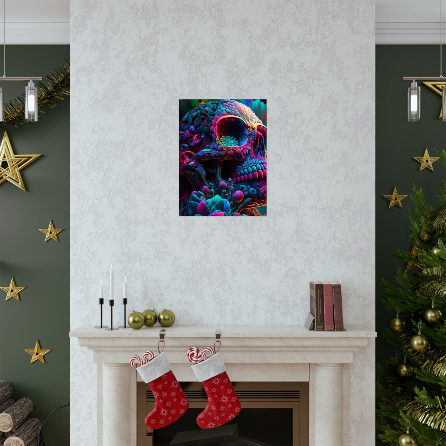 Premium Matte Vertical Posters Florescent Skull Death 3