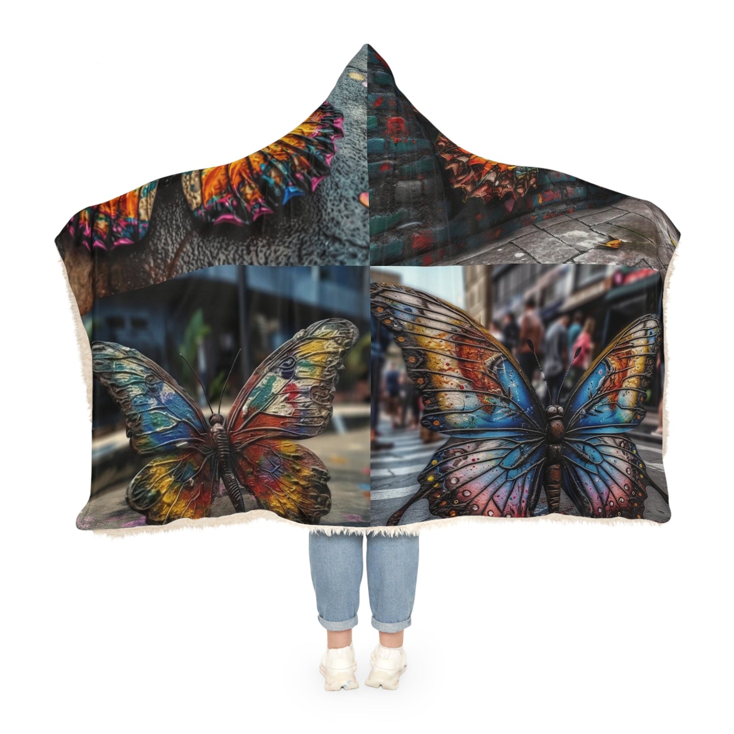 Snuggle Hooded Blanket Liquid Street Butterfly 5