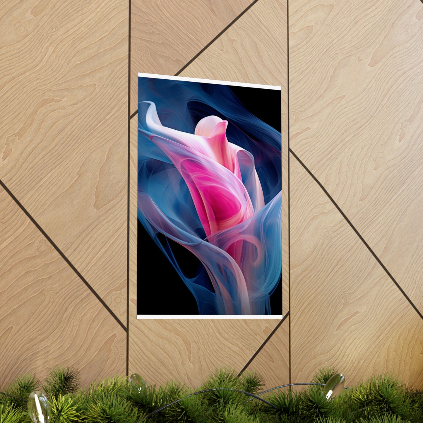 Premium Matte Vertical Posters Pink & Blue Tulip Rose 3