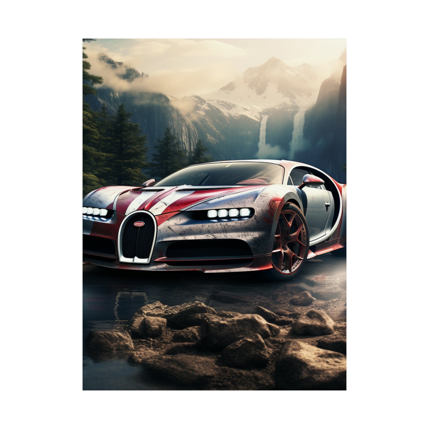 Premium Matte Vertical Posters Bugatti Waterfall 4