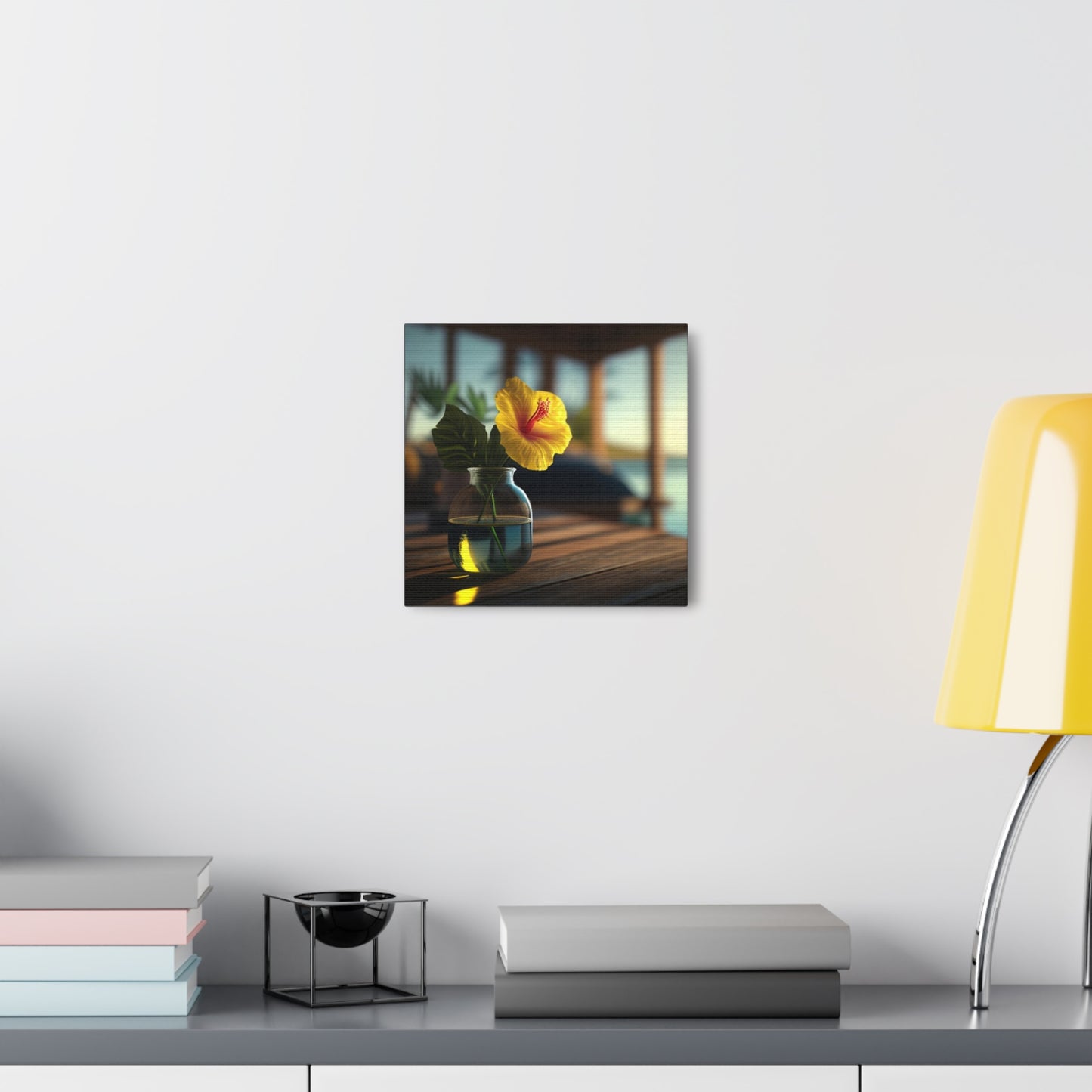 Canvas Gallery Wraps Yellow Hibiscus Wood 2
