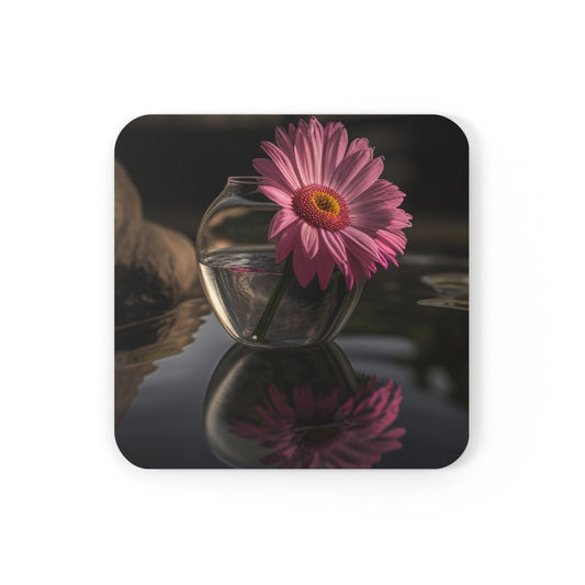 Corkwood Coaster Set Pink Daisy 2