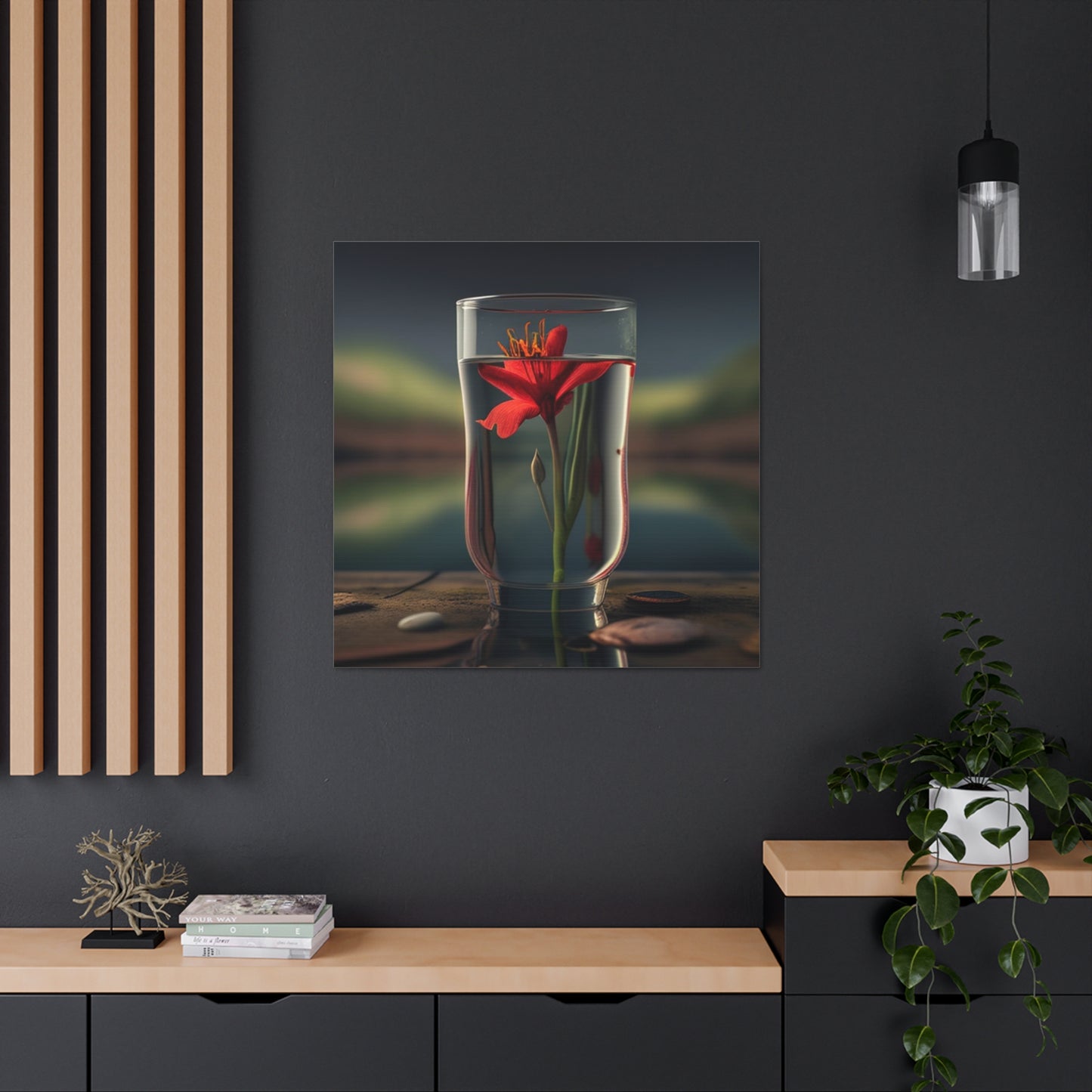 Canvas Gallery Wraps Red Lily in a Glass vase 1