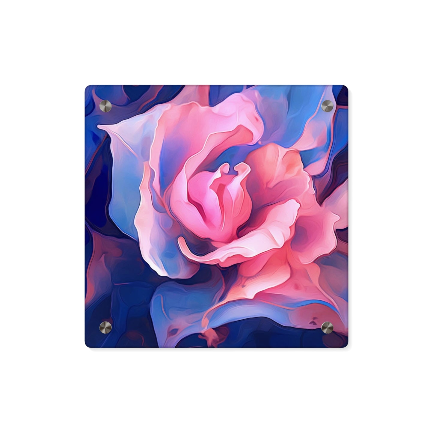 Acrylic Wall Art Panels Pink & Blue Tulip Rose 1