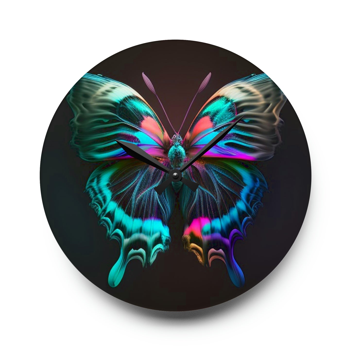 Acrylic Wall Clock Neon Butterfly Fusion 3