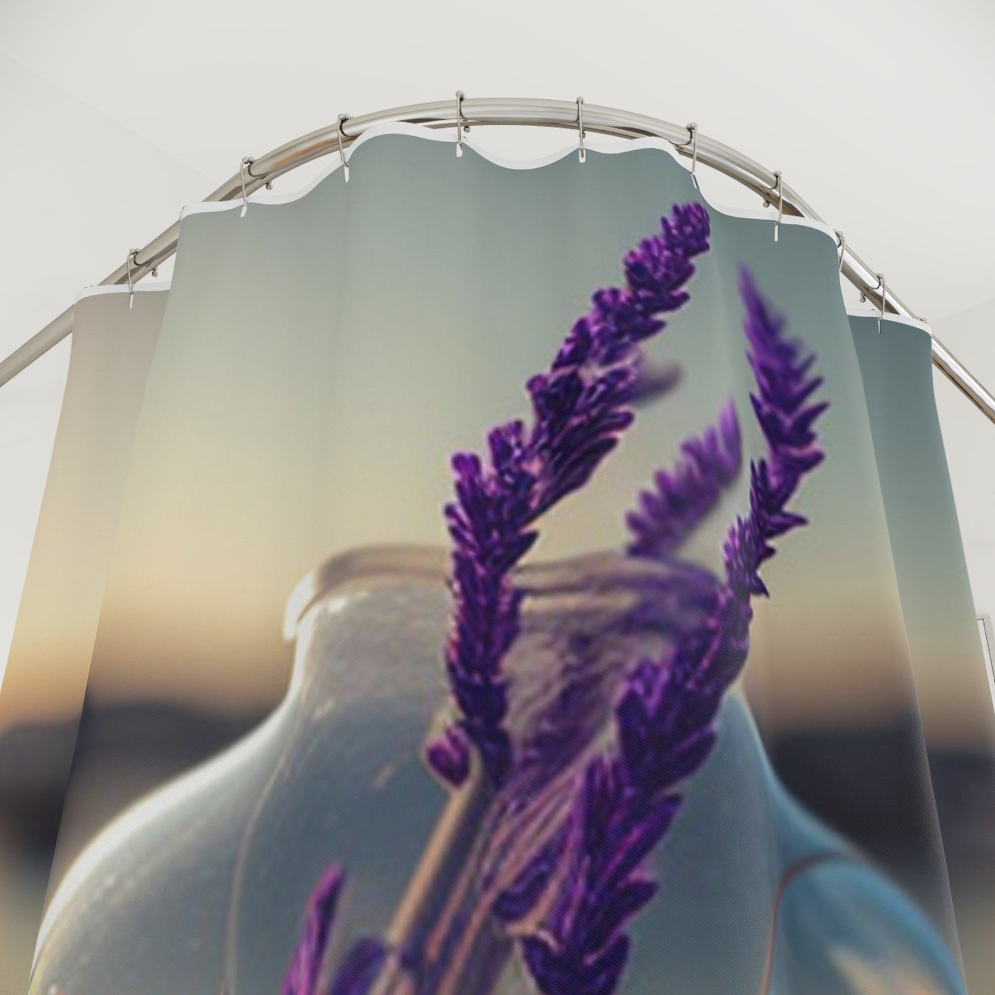 Polyester Shower Curtain Lavender in a vase 3