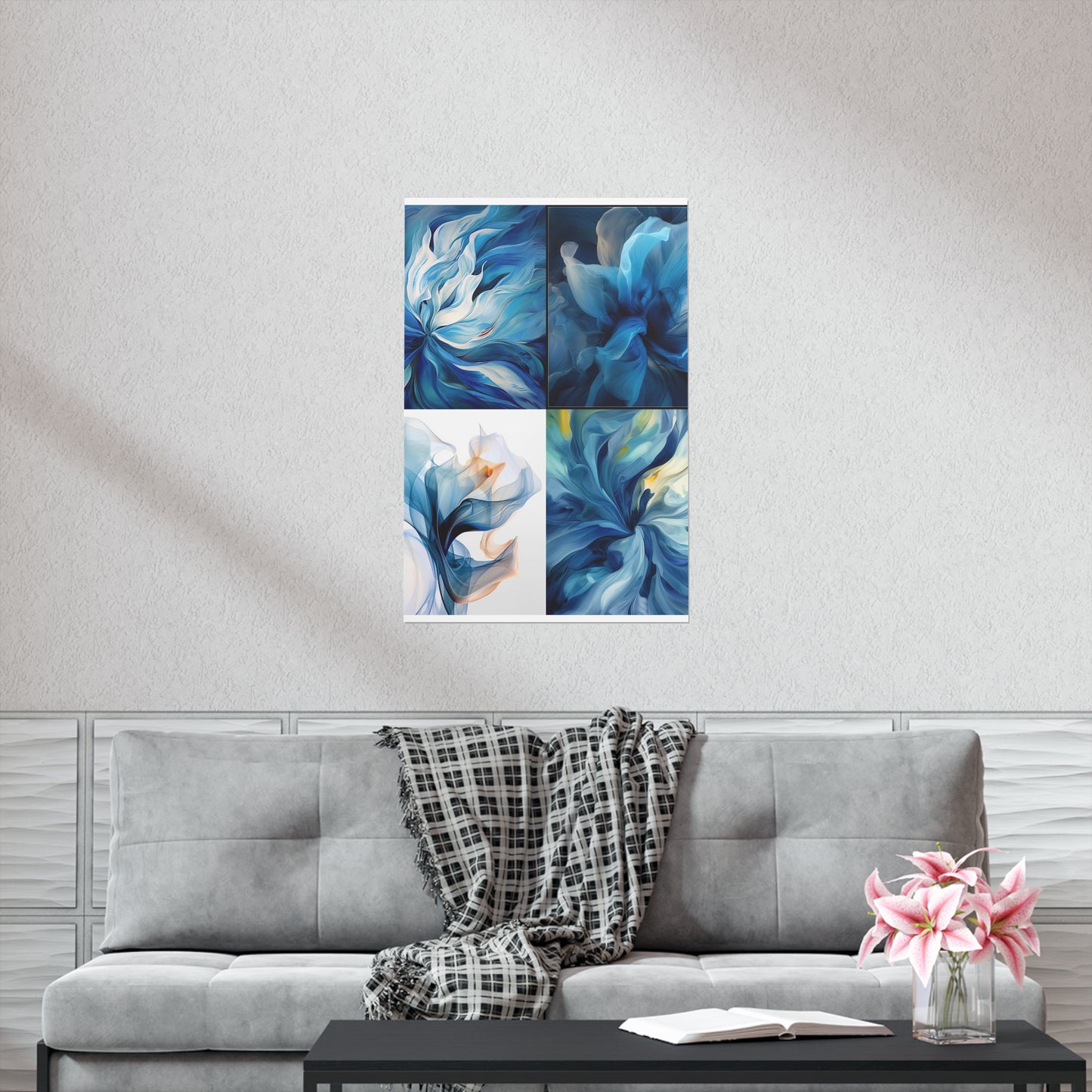 Premium Matte Vertical Posters Blue Tluip Abstract 5