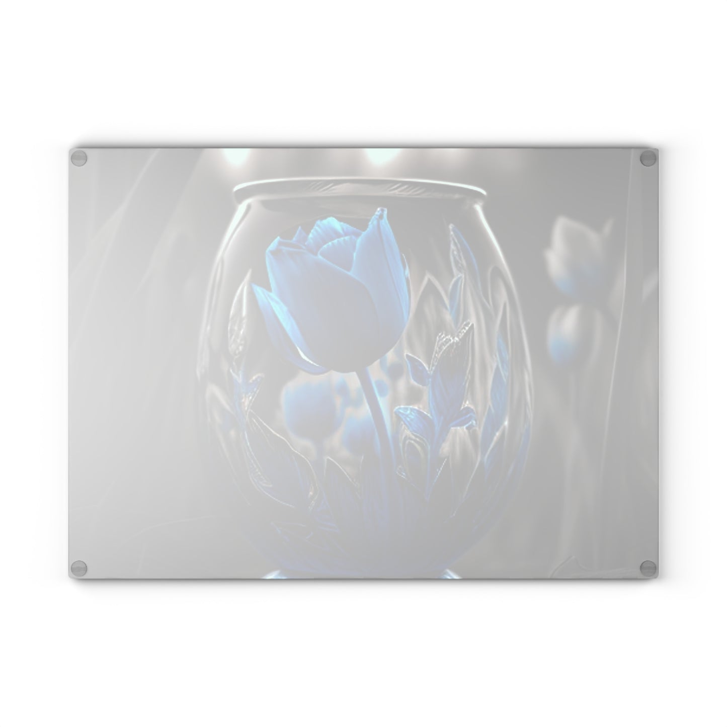 Glass Cutting Board Tulip Blue 2