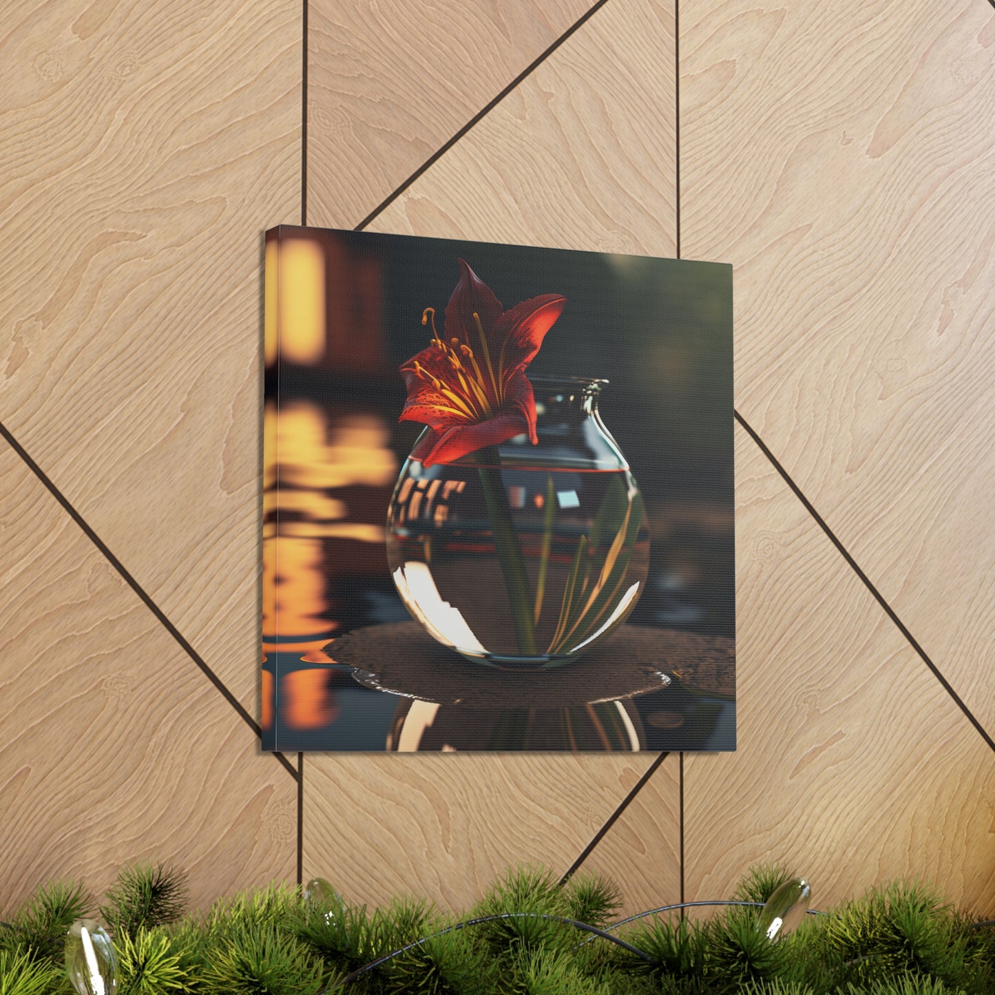 Canvas Gallery Wraps Red Lily in a Glass vase 2