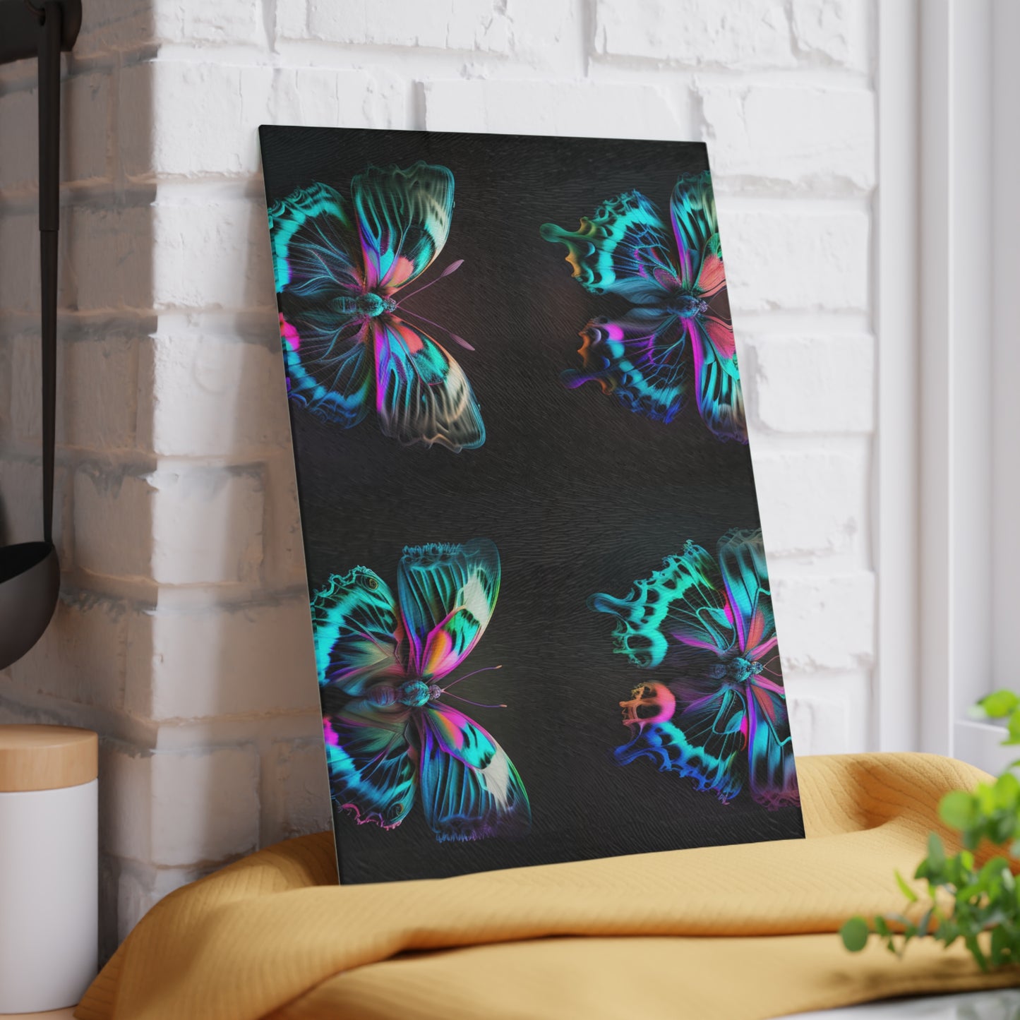 Glass Cutting Board Neon Butterfly Fusion 5