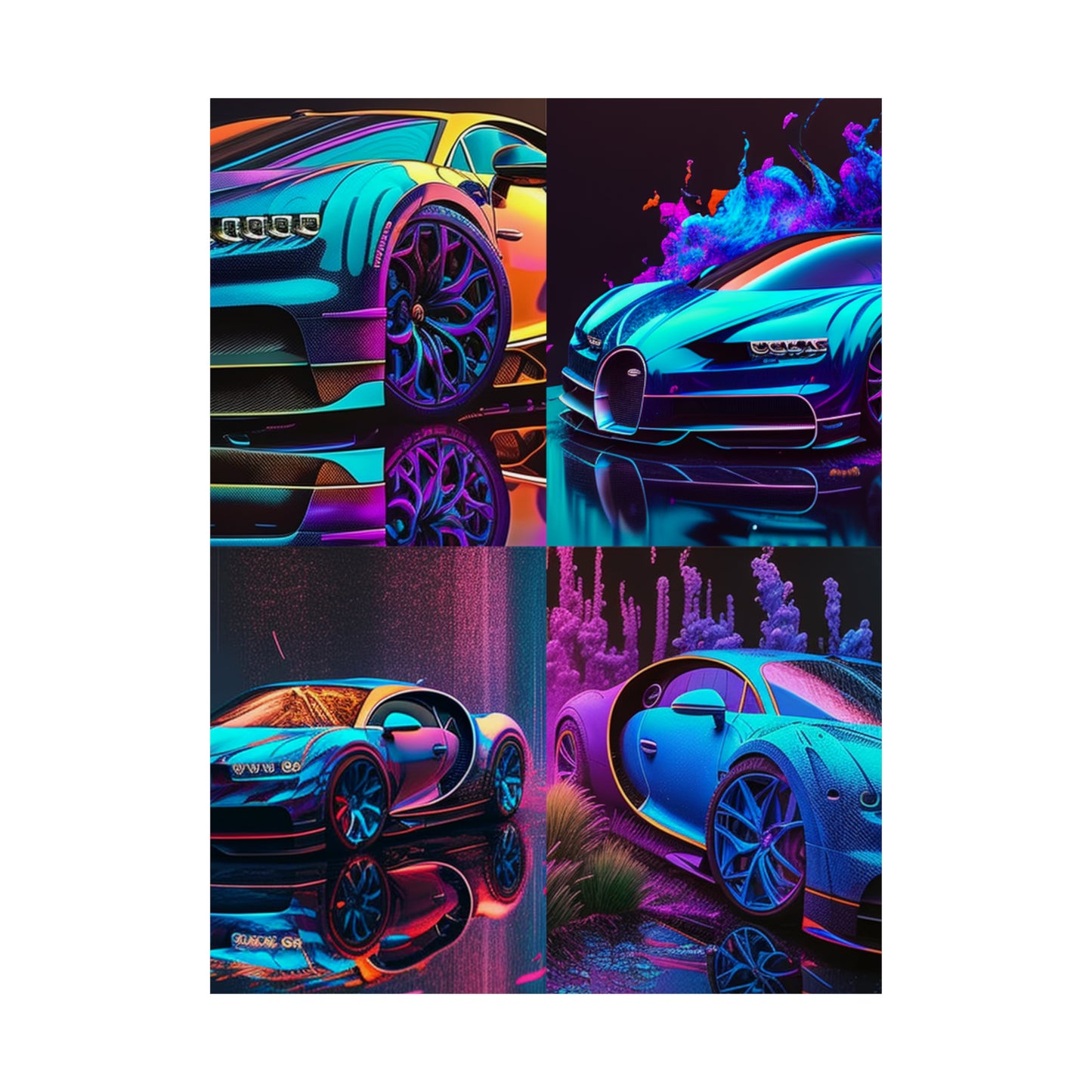 Premium Matte Vertical Posters Bugatti Neon Chiron 5